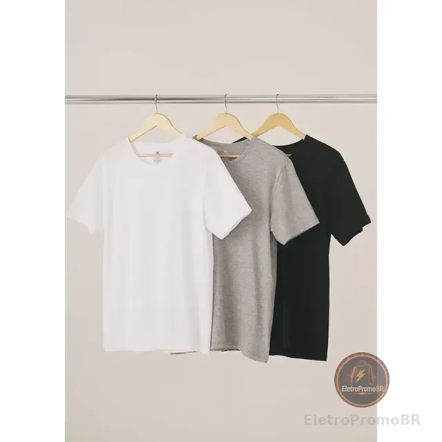 Kit Com 3 Camisetas Masculinas Básicas Slim Hering