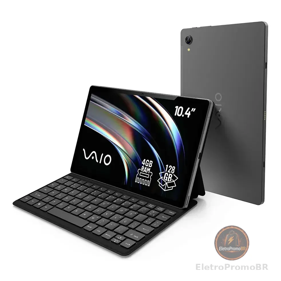 Tablet Vaio Tl10 4gb Ram 128gb Ssd Octa-core, Tela 10.4 2k, 4g Wifi Dual Band, Câmera 8mp + Selfie 5mp, 7000mah, Android 16, Com Teclado Magnético De Conexão Inteligente  Preto