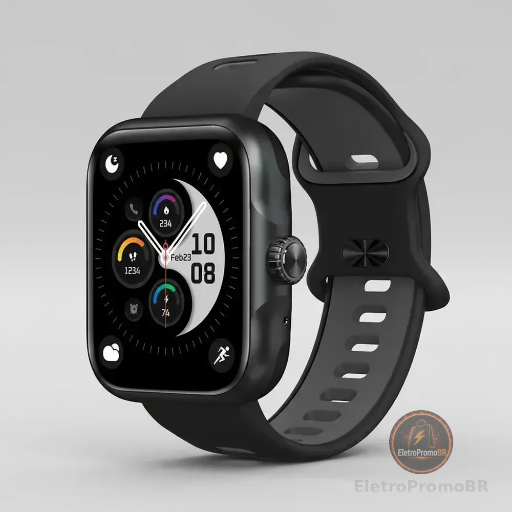 Relogio Smartwatch Action Gps Alexa Strava Prova D'água 3atm Preto Esportivo Preta