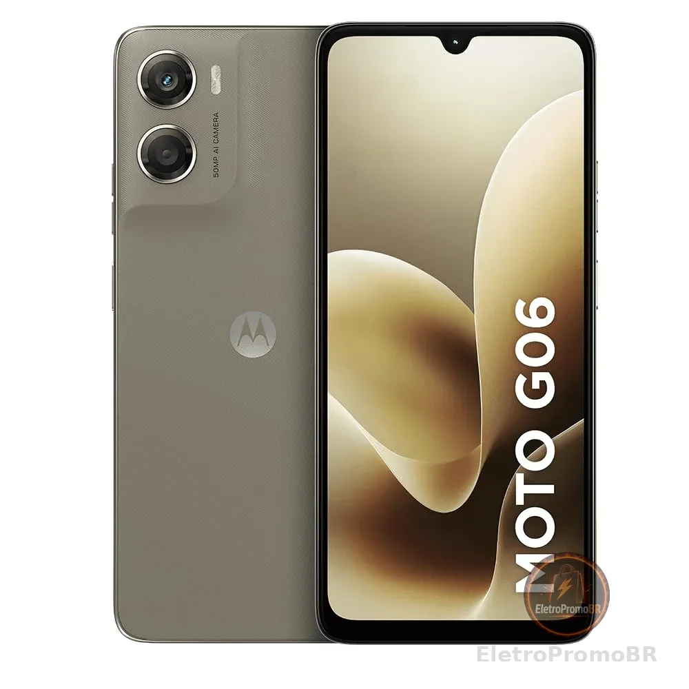 Smartphone Motorola Moto g06-256GB 12GB (4GB RAM + 8GB Ram Boost) e Camera 50MP com AI Bateria de 5200 mAh Tela 6.9" - Bege