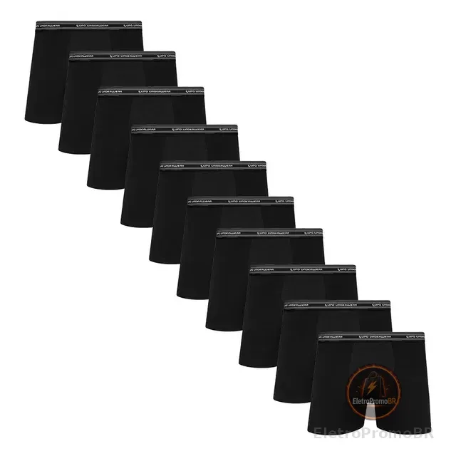 Kit Com 10 Cuecas Boxer Algodão Adulto Lupo