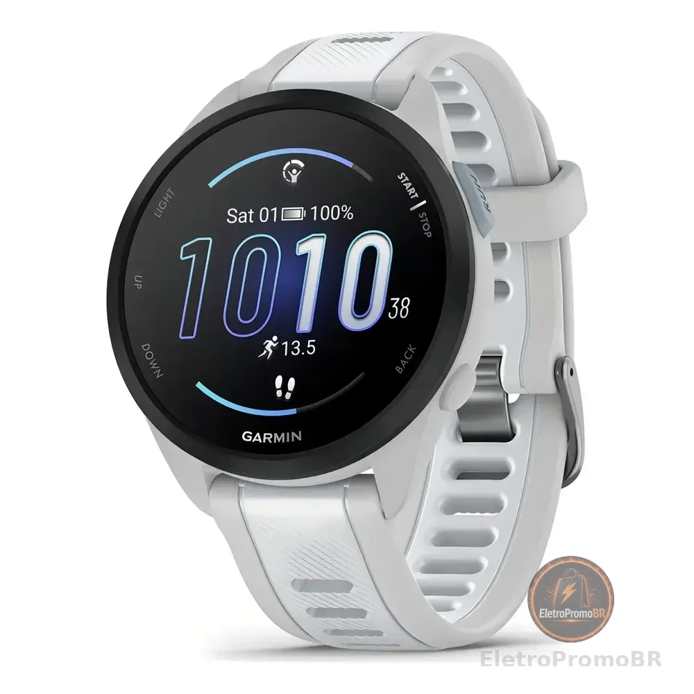 Relogio Garmin Forerunner 165 Amoled Branco Bisel Preto