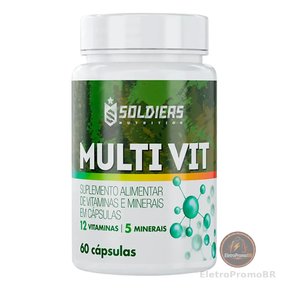 Multivitamínico 12 Vitaminas 5 Minerais 60 Cápsulas Soldiers Nutrition Energia Bem-estar