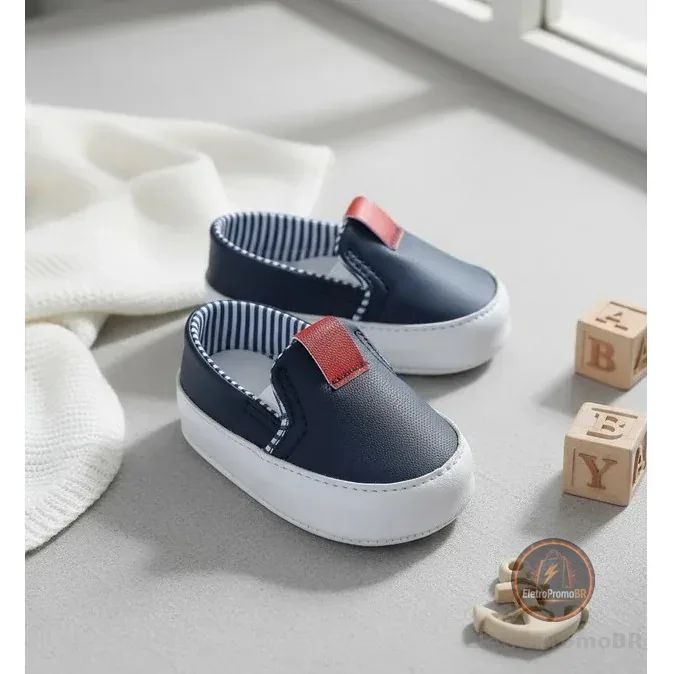 Sapatinho de bebe Menino Tênis de bebe Slip On forro Listra