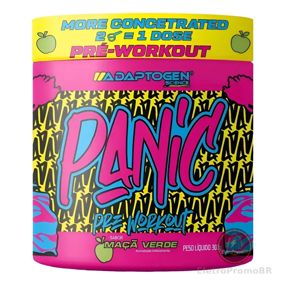 Panic Pré Treino Adaptogen Com Creatina Maça Verde 300g Maçã Verde