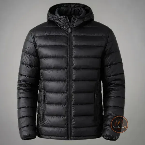 Jaqueta Puffer Impermeável Masculina Inverno Bobojaco Preto G Lisa
