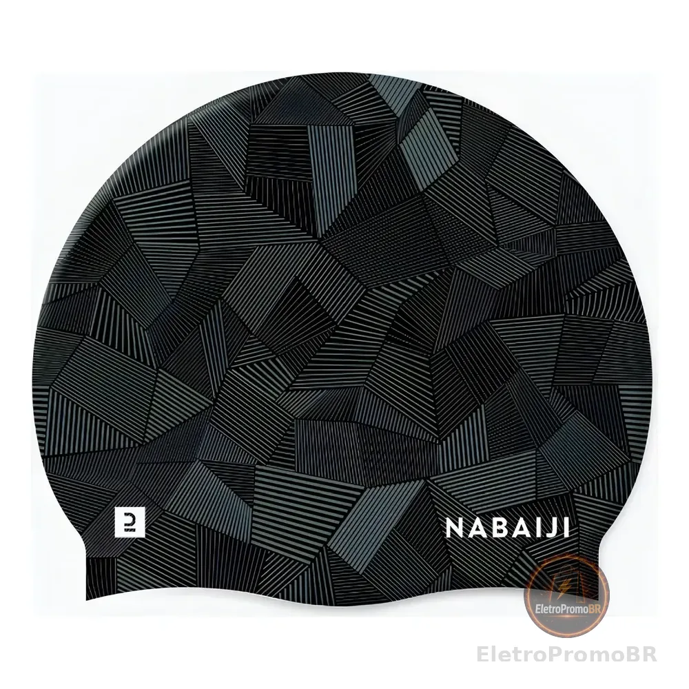 Touca De Natação Silicone Nabaiji Preto Unissex Resistência Na Água Geométrico