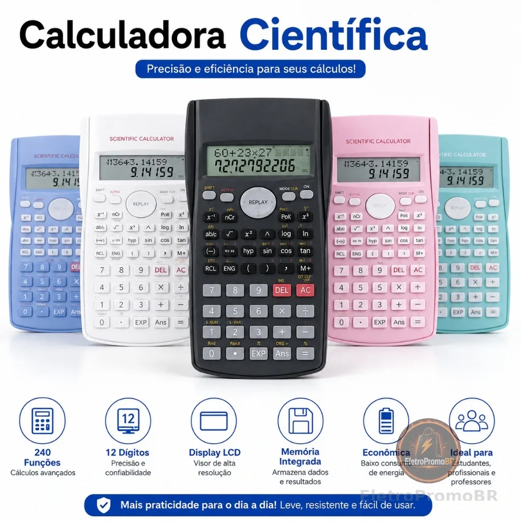 Calculadora Científica Multifuncional Visor Operações Matemáticas Avançadas Funções Trigonométricas