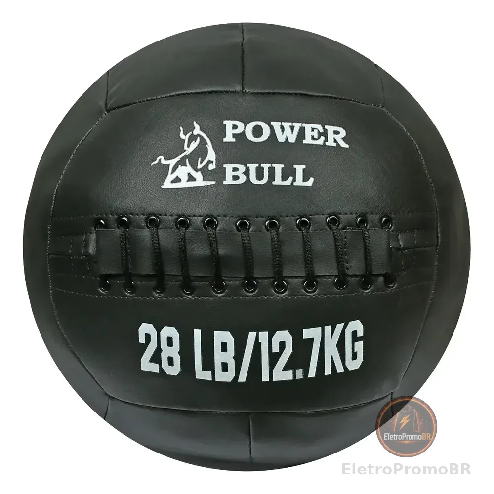 Wall Ball 12,7 Kg Crossfit Wall Ball Funcional De Couro Eco Preto