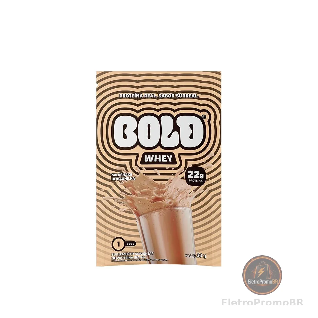 BOLD Whey Milkshake de Baunilha, 30g - Caixa com 10 unidades