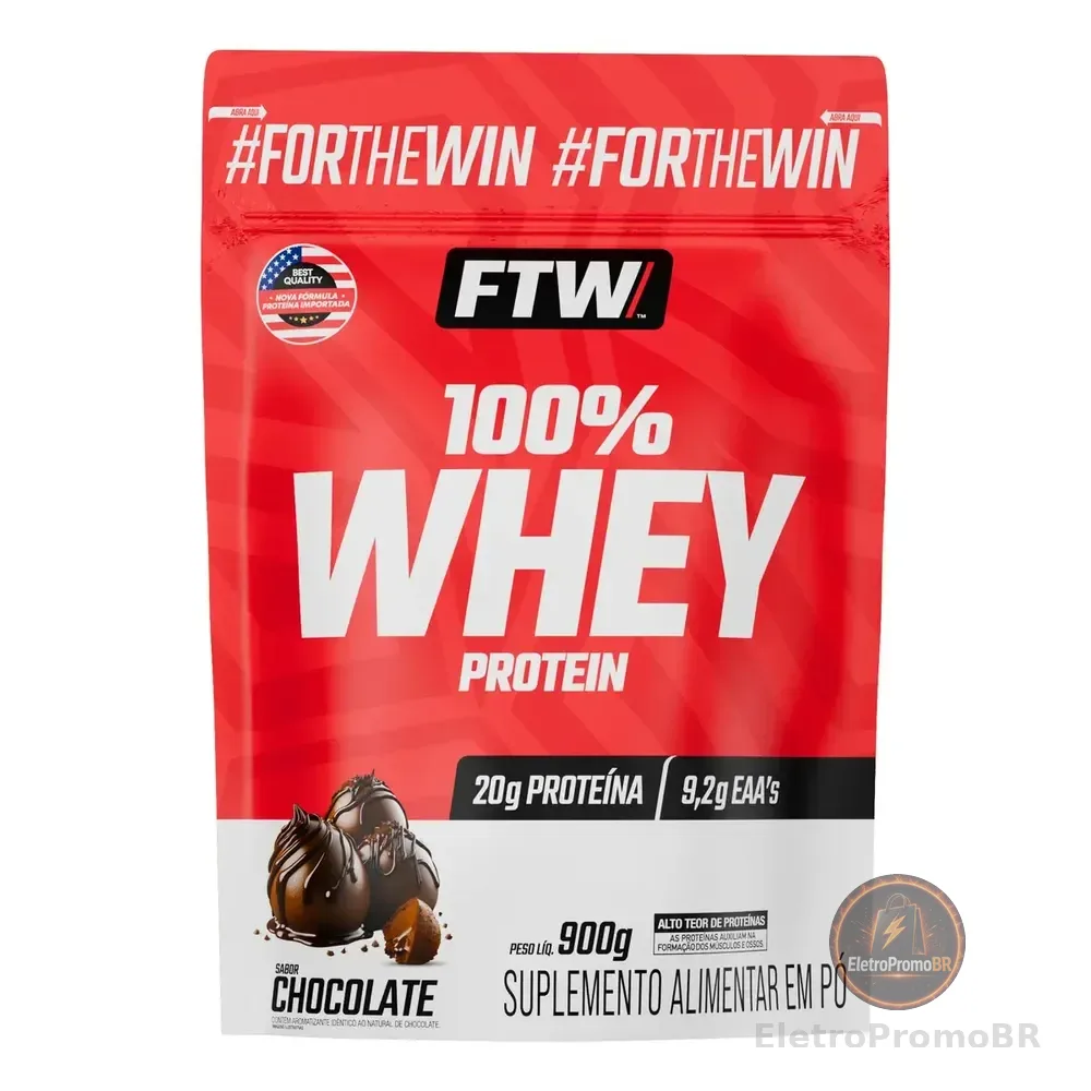 Whey Protein 100% Concentrado 900g Refil Sabor Chocolate - Ftw