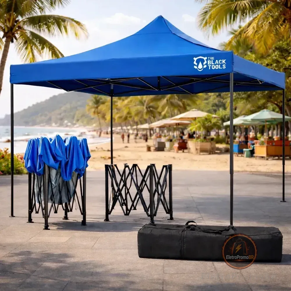 Tenda Sanfonada 3x3m Ajustável C/ Bolsa The Black Tools Azul