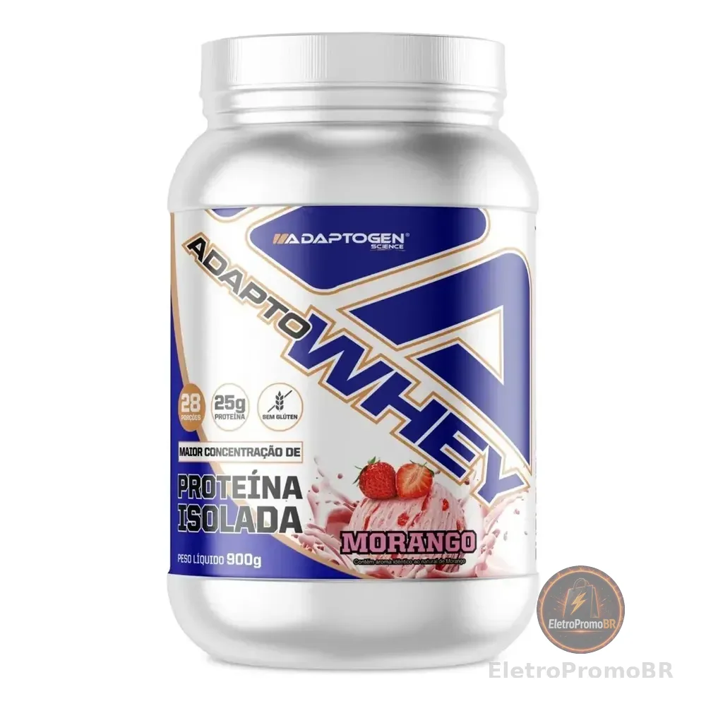 Whey Protein Isolado Adaptogen Morango 912g Suplemento Nutricional