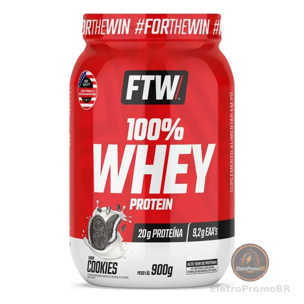 Whey Protein 100% Concentrado Pote 900g Sabor Cookies - Ftw Biscoitos