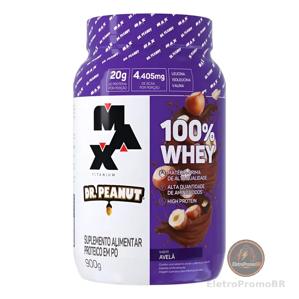 100% Whey Ramon Dino - Dr Peanut - Rafael Brandão Pote 900g Sabor Avelã - Dr Peanut