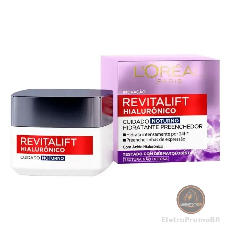 Creme Facial Noturno L'oréal Paris Revitalift Hialurônico 49g Todo Tipo De Pele Noite