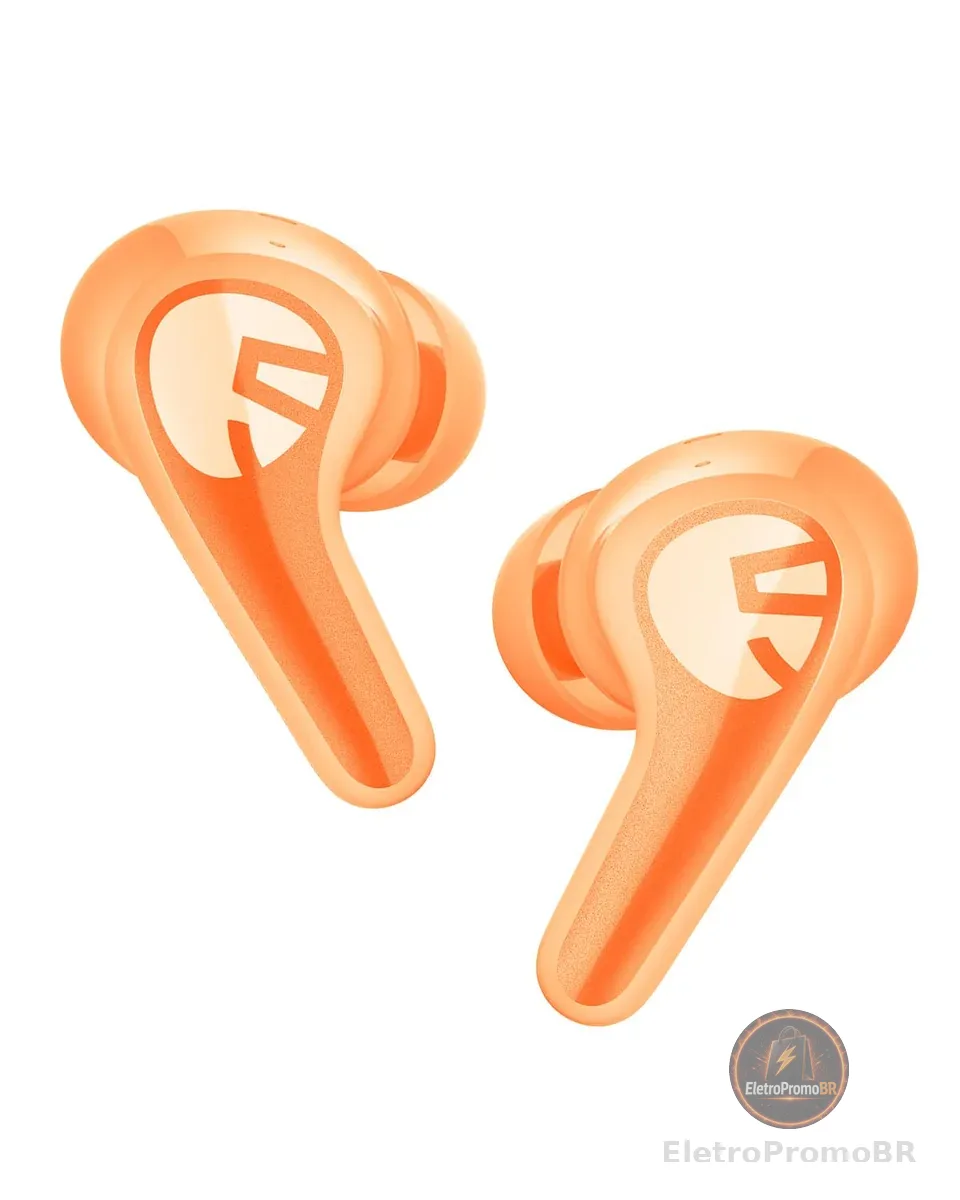 SOUNDPEATS C30 Fones de Ouvido Bluetooth 6.0 - Cancelamento Ativo de Ruído Híbrido Adaptativo, Áudio Hi-Res LDAC, 6 Microfones, 52H, IP54, Controle por APP (Laranja)