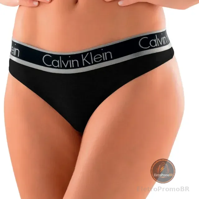 Calcinha Fio Dental Calvin Klein Algodão Elástico Acetinado