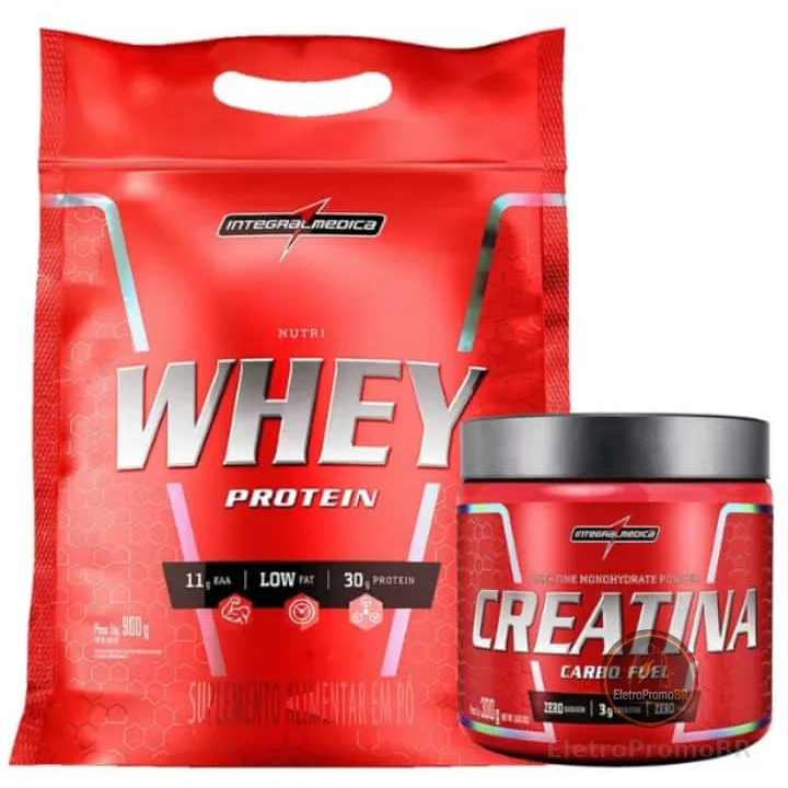 Kit Nutri Whey Protein 900g + Creatina 300g Pura  - Integralmedica