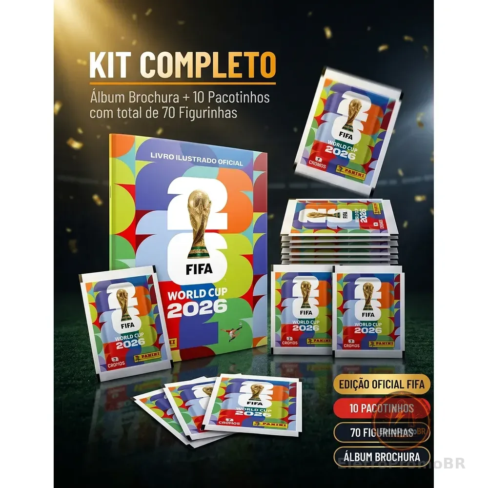Kit 70 Figurinhas + Álbum Copa Do Mundo Fifa 2026 Panini Brochura C/ 70 Figurinhas