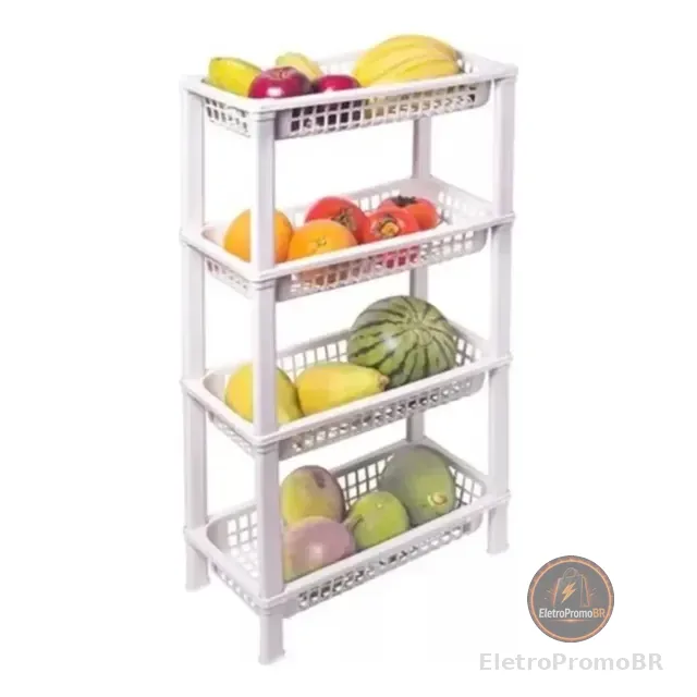 Fruteira Chão Cozinha Cesto Organizador Empilhavel 4 Andares