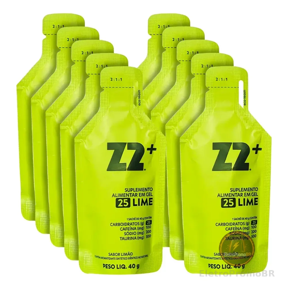 Energy Gel Z2+ Lime Box 10un Sachê 40g Cafeína Limão
