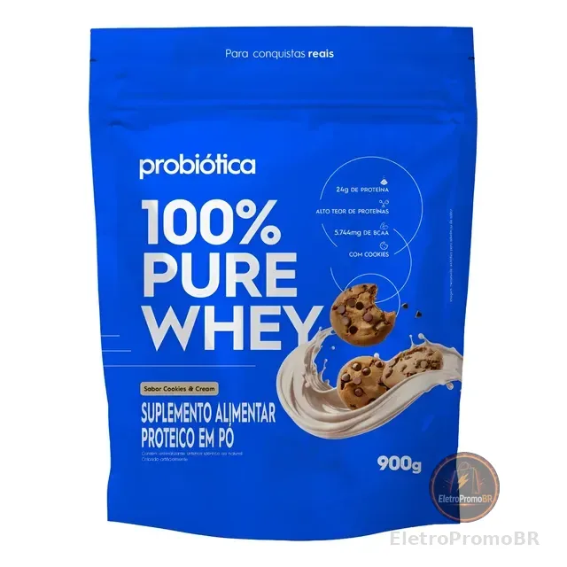 100% Pure Whey 900g Refil - Alto Teor De Proteína Probiotica