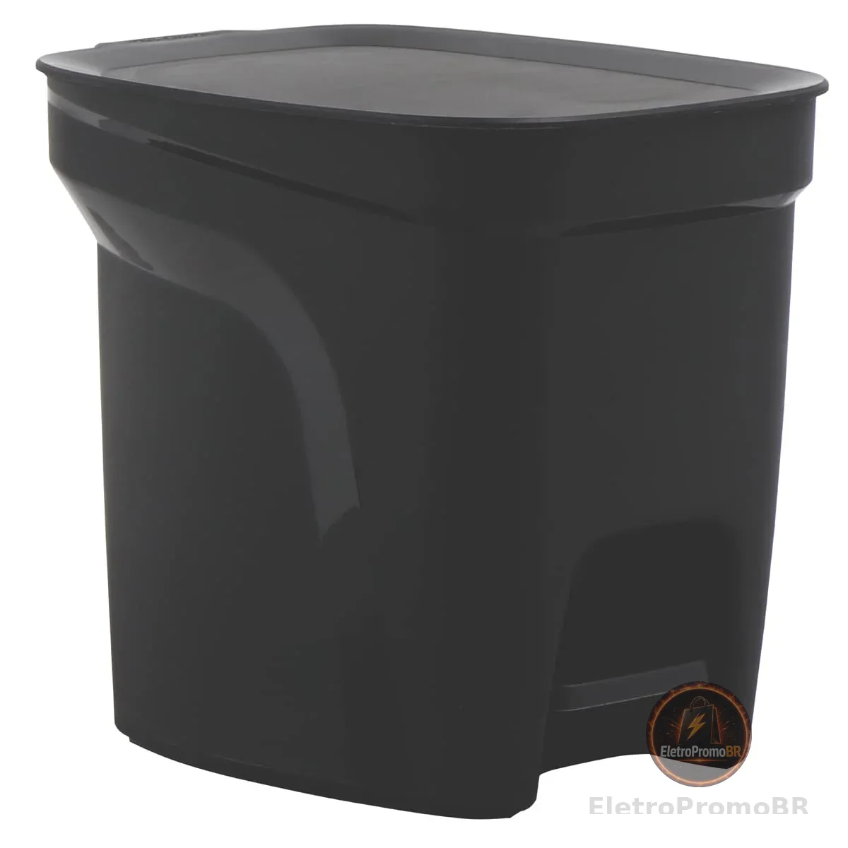 Lixeira Tramontina Compact Pedal em Polipropileno Preto com Haste em Aço Galvanizado 7 L