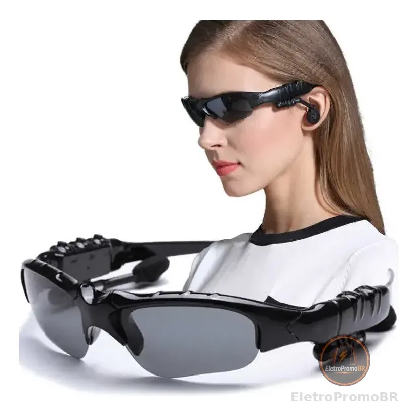 Óculos De Sol Sem Fio Bluetooth Mp3 Dobrável Esporte Praia