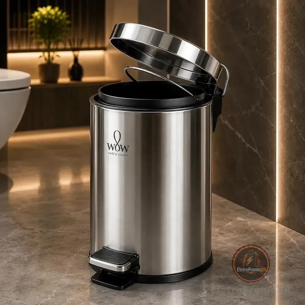 Lixeira Inox 5l Com Pedal Balde Removível Banheiro Cozinha Wow World Of Wonders Prateado
