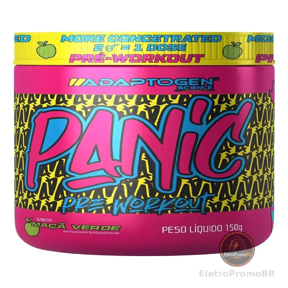 Suplemento Em Pó Adaptogen Science Panic Pré Treino Com Creatina Pote 150g Sabor Maçã Verde