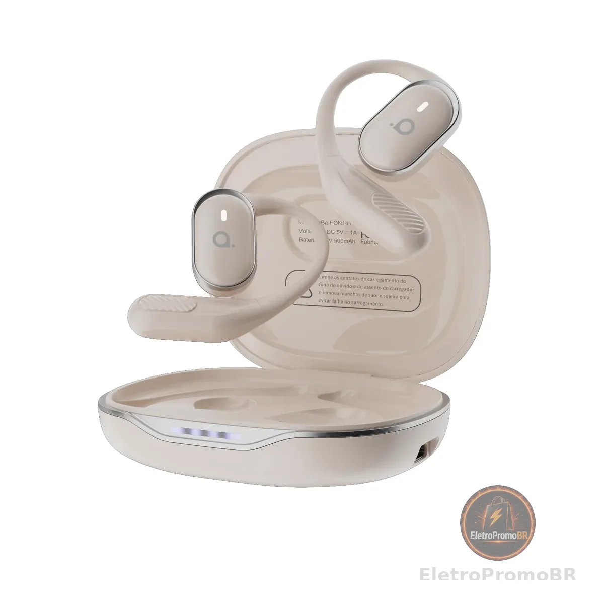 Fone De Ouvido Bluetooth Esportes, Basike T6, IPX5/OWS Fone de Ouvido Estéreo Hi-Fi, Suporta Chamadas de Voz, 60 Horas em Standby Para Corrida e Exercícios ao Ar Livre (Branco)