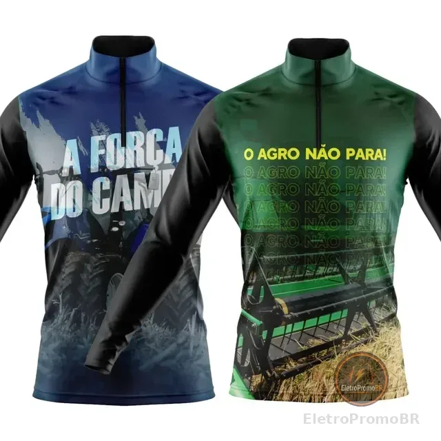 Kit 2 Camisas Agro Camiseta Proteção Solar Uv Fazenda Roça