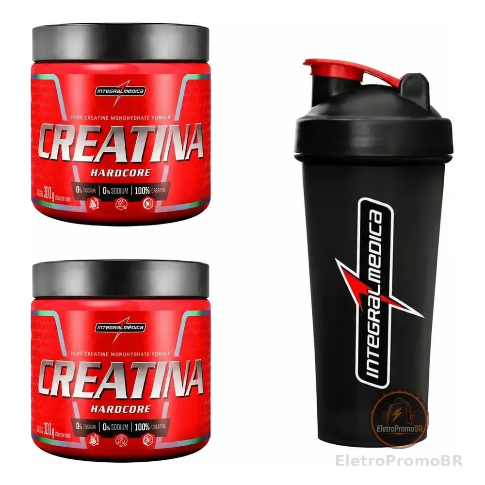 Kit 2 Creatina Integralmedica 300g + Coqueteleira 600ml Neutro
