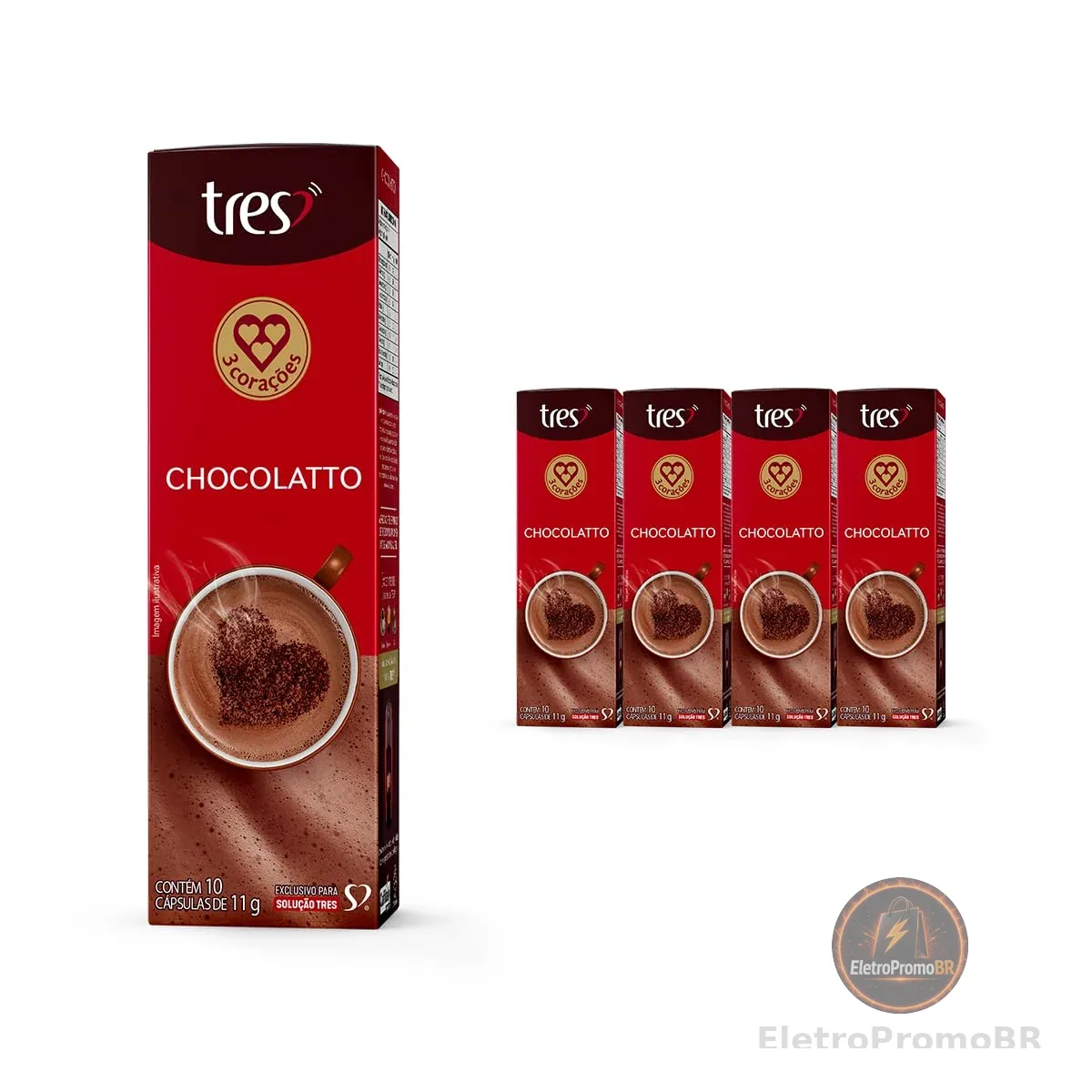 ​3 Corações ​Pack Cápsula Chocolatto TRES - ​40 un