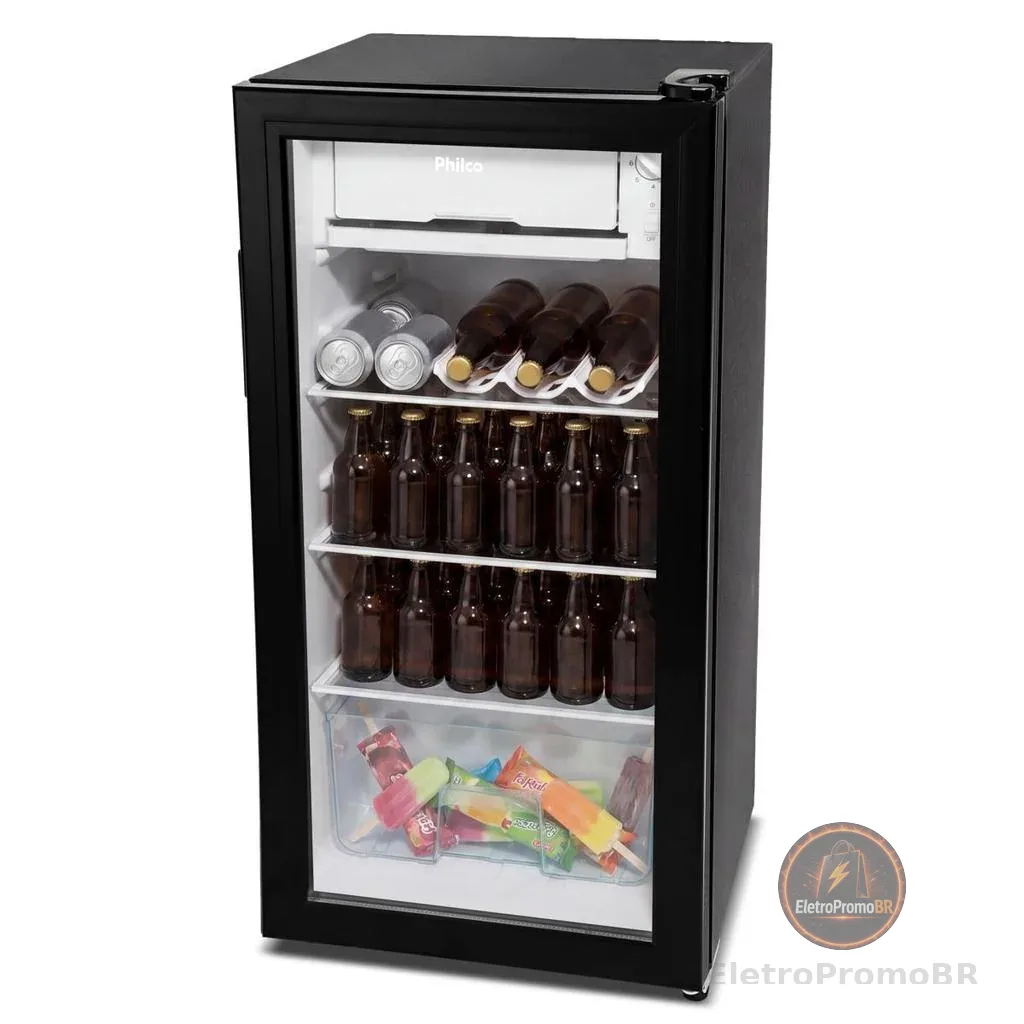 Frigobar Philco 85L Preto 7 Níveis de Temperatura PFG105PG