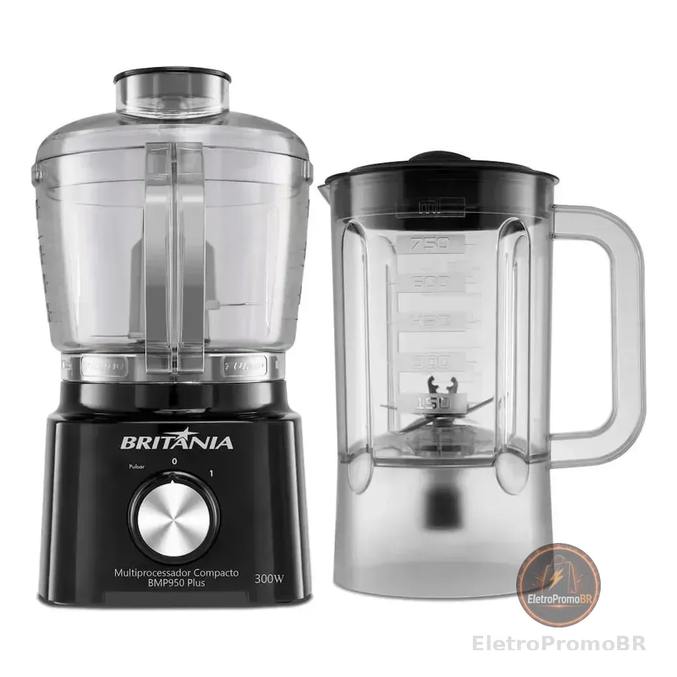 Multiprocessador Britânia 2 Em 1 Compacto Bmp950 Plus 300w Preto 110v
