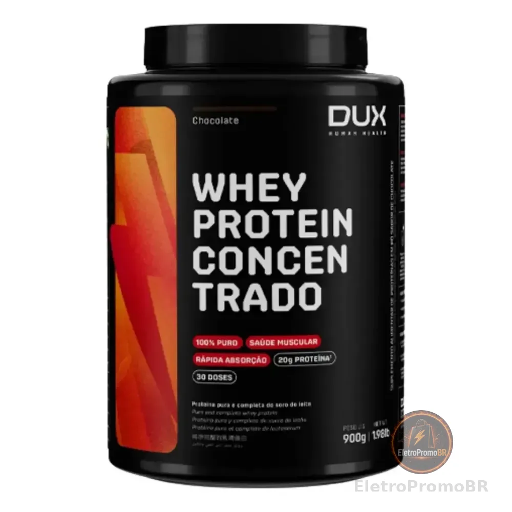Whey 100% Concentrado Dux Pote 900g - Dux Nutrition Sabor Chocolate
