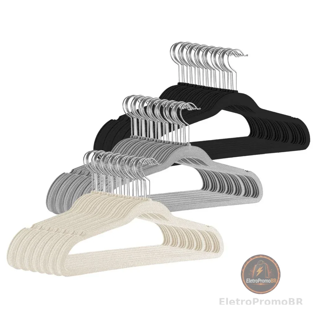 Kit Cabides Veludo Para Roupas Adulto 50 Unidades Fino Resistente