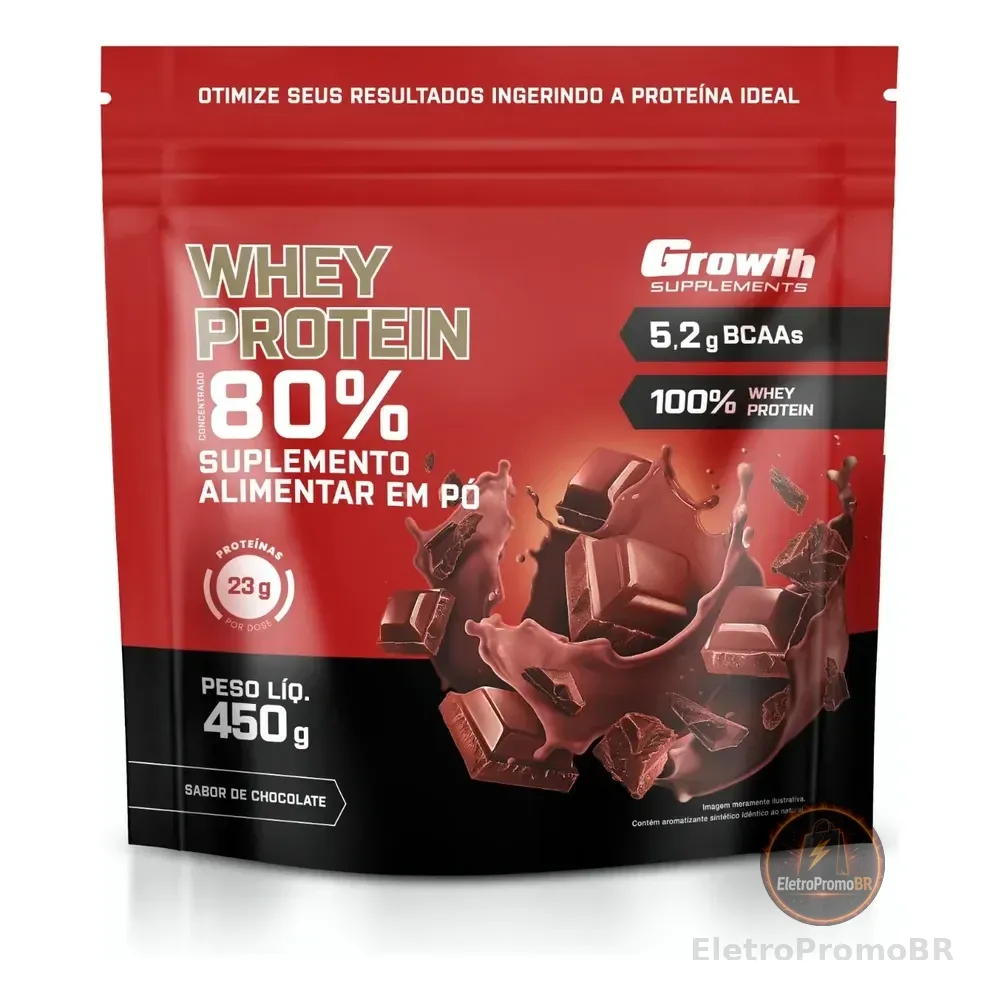 Whey Protein Concentrado 450g Growth Supplements Chocolate