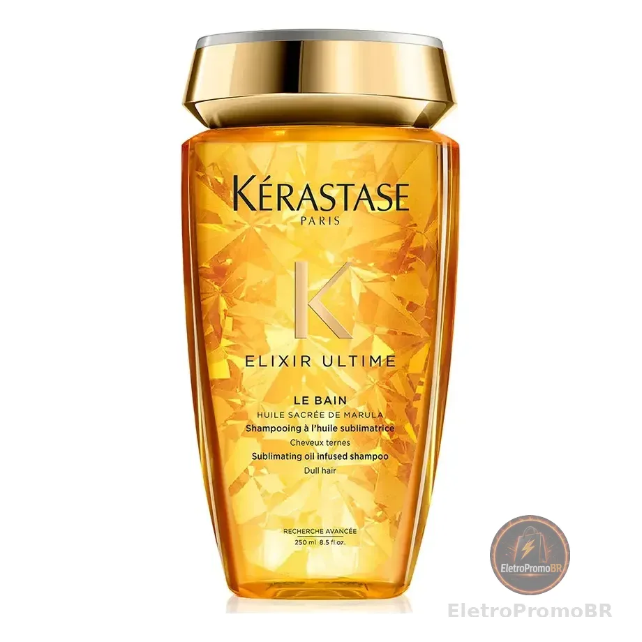 Shampoo De Nutrição Com Óleo De Argan, Limpeza Profunda E Brilho Radiante E Maciez Para Todos Os Tipos De Cabelo, Elixir Ultime Le Bain, Kérastase 250ml
