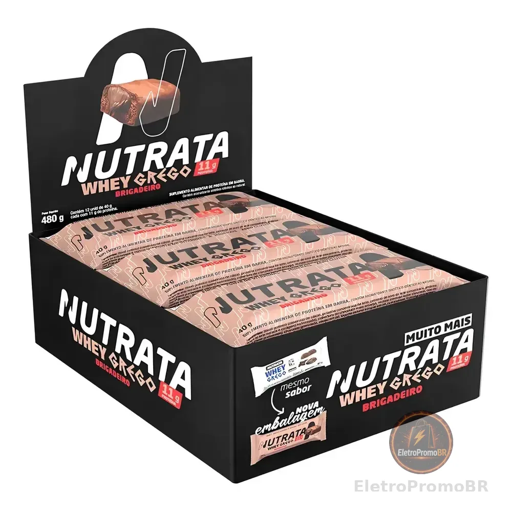 Barra Whey Grego 40g Display Com 12 Unidades Brigadeiro Nutrata