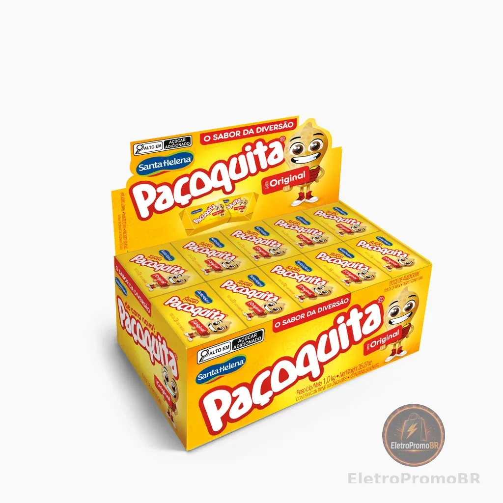 Paçoquita Quadrada Embalada Display De 1Kg Com 50 Unidades De 20g