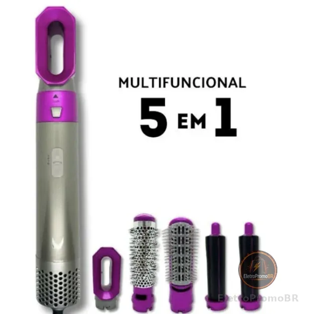 Secador de Cabelo Escova Quente 5 em 1 Rosa, Modelador Automático,  Escova Alisado.110v220v