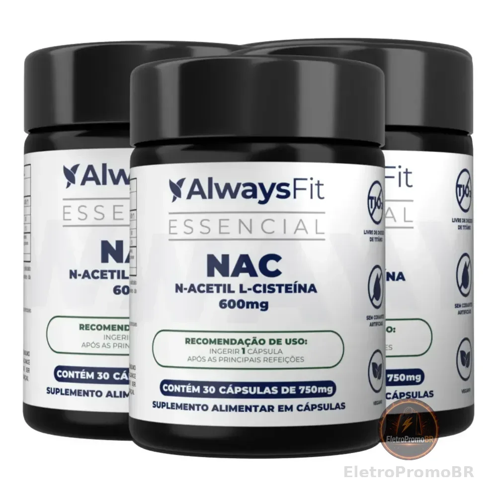 Kit 3 Nac Alwaysfit N-acetil L-cisteína - 600mg 30 Cápsulas Sem Sabor