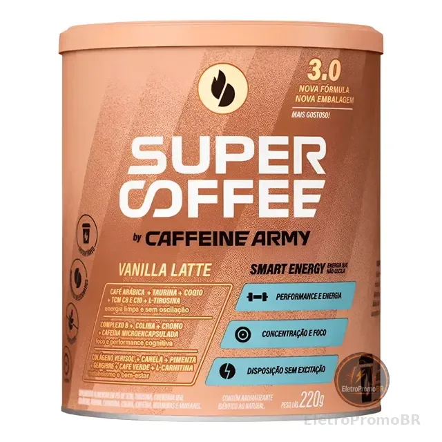 Super Coffee 220g Caffeine Army Pré Treino Coq10 Tcm C8