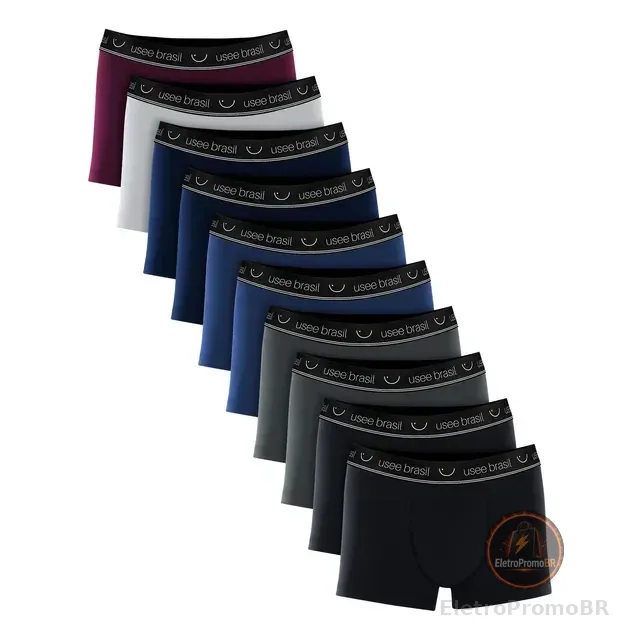 Kit Com 10 Cuecas Boxer Algodão Adulto Usee Brasil