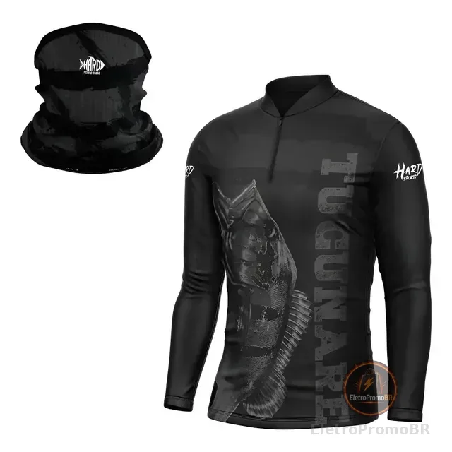 Kit Camiseta De Pesca Black + Bandana Proteção Solar Uv50+