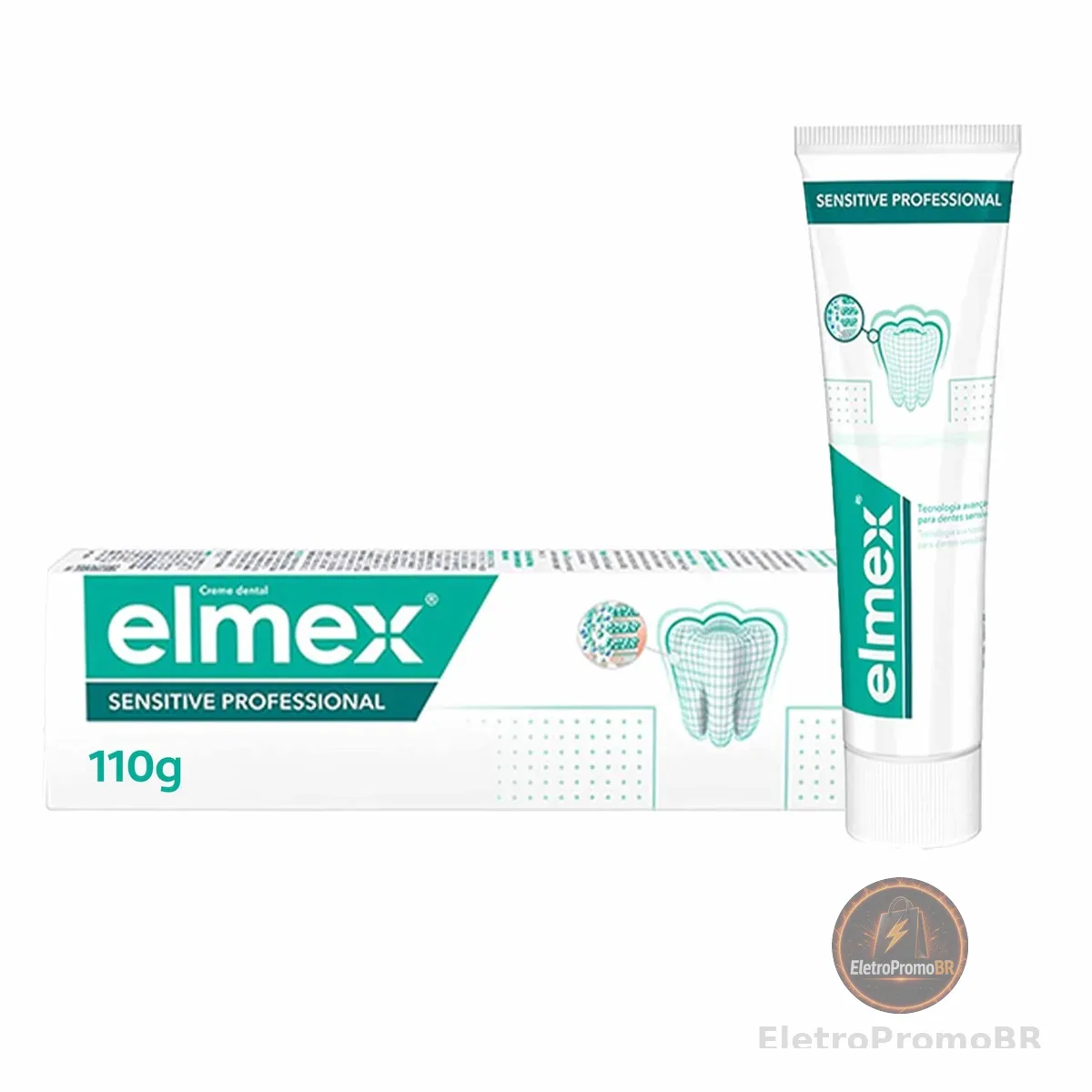 elmex creme dental para dentes sensíveis Sensitive Professional, com fórmula Pro-Argin + Fosfato de Zinco para cuidado eficaz da sensibilidade nos dentes, 110g