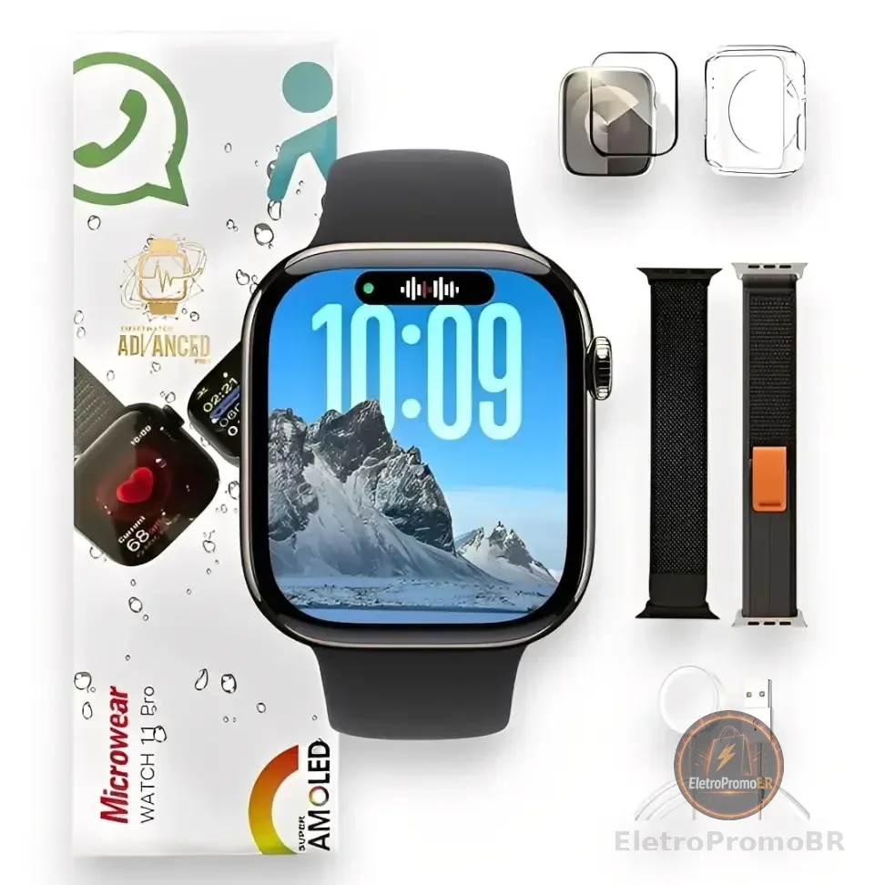 Relógio Smartwatch W11 Pro Series 11 Amoled Whatsapp Gps Nfc Preto Smartwatch Advanced Pro